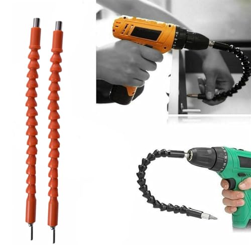 Flexible Drill Bit Extension Drill Bit Extension,Flexible Drill Bit Extension Bendable Screwdriver Drill Attachment, Soft Shafts Flexible Drill Bit Extensions for Electronic Drills (Orange-2Pc) von Rietoiu