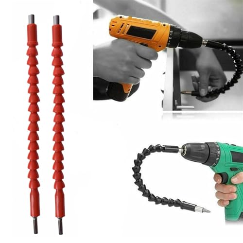 Flexible Drill Bit Extension Drill Bit Extension,Flexible Drill Bit Extension Bendable Screwdriver Drill Attachment, Soft Shafts Flexible Drill Bit Extensions for Electronic Drills (Red-2Pc) von Rietoiu