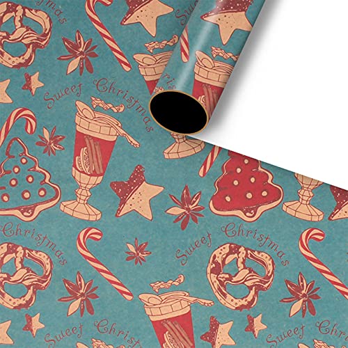 Rifuli Vintage Papier Weihnachten Geschenkpapier Papier Papier Blumenverpackung Kraftpapier Geschenkpapier Geschenk Home DIY Einfarbiges Geschenkpapier (D-d, One Size) von Rifuli