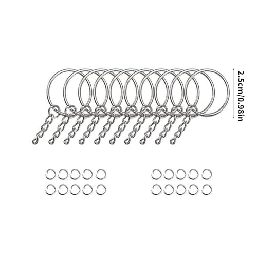 Riiichflowshop 20 Stück Schlitze für Schlüsselringe mit Kette 20 Stück Biegeringe zum Basteln Schmuckherstellung Befestigung und Zubehör Acryl von Riiichflowshop