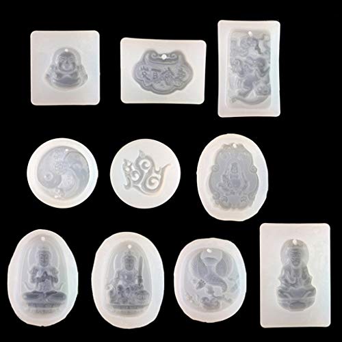 Riiichflowshop Guanyin-Epoxidharz-Form handgefertigt traditionelles chinesisches Amulett Silikonform Kunsthandwerk zur Schmuckherstellung Silikon 10 Stile von Riiichflowshop