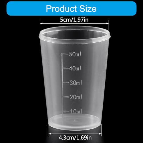 Riiichflowshop Messbecher 50 ml Kunststoff-Mischbecher für Labore zum Mischen von flüssiger Farbe und Epoxidharz handgefertigtes Kunsthandwerk 10 Stück von Riiichflowshop