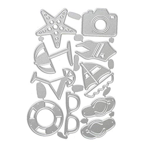 Riiichflowshop Stanzformen zum Basteln mit Strand- und Segelmotiv Metall-Stanzschablonen für Scrapbooking Alben Stempel Papierkarten Form aus Karbonstahl von Riiichflowshop