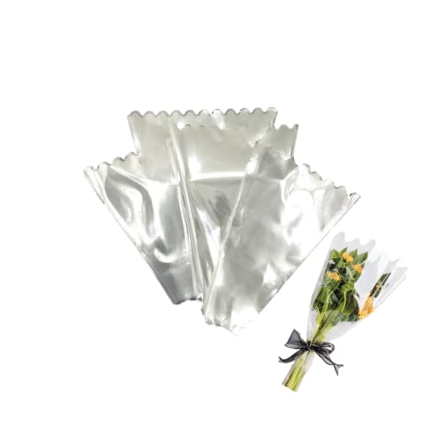 100 Stück einzelne Blumenverpackungsbeutel, Blumenstrauß-Hülle,durchsichtiges Geschenkpapier,getrocknete Blumen, Rosen oder Nelken,einzeln bis 3 Stück Rosen,extra groß (48 x 43 x 10 cm) von Rikyo