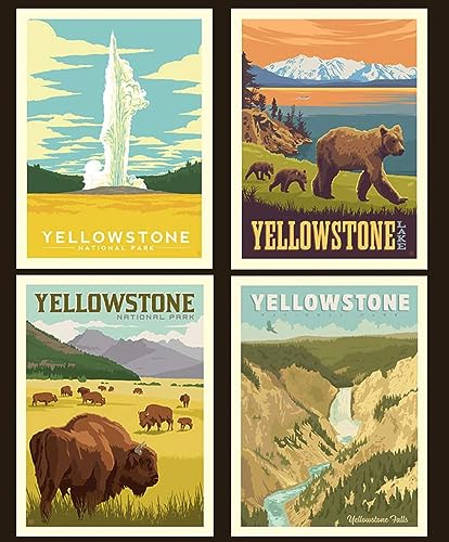 Riley Blake Hochwertiger Quiltstoff in Nationalparks, perfekt zum Quilten, Bekleidung, Basteln und Heimdekoration (Old Yellowstone Kissenbahn) von Riley Blake