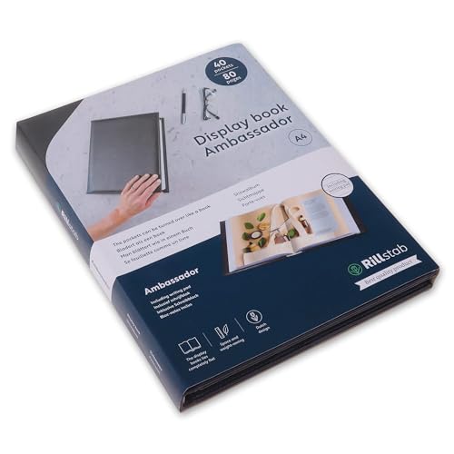 HF2 Präsentationsbuch Kunstleder im A4-Format mit 40 Hüllen - Sichtbuch, Portfolio- und Projektordner für Besprechungen & Konferenzen - Schwarz – RI98044 von rillstab original