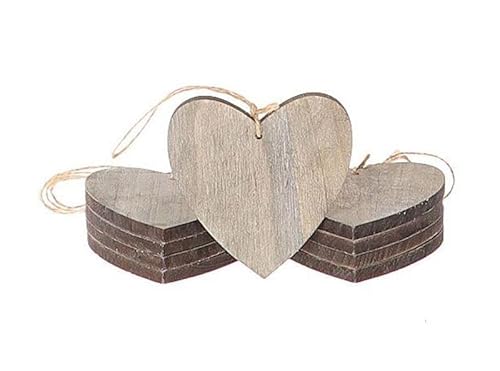 10 Stk Holzherzen grau hellgrau 6,5cm Anhänger Tischschilder Naturdeko hb01 Hochzeit Tischschmuck Herzen Hänger Dekoherzen Tischkarten Liebe Tischdeko Holzherz von RiloStore