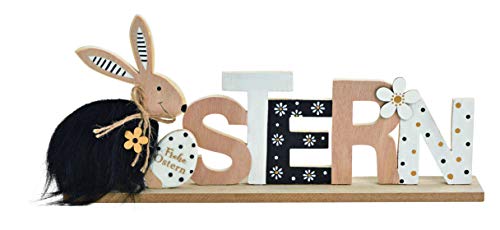 38x17cm Ostern Schriftzug schwarz Weiss Holz Aufsteller Punkte Frühling Osterdeko Osterschmuck Schriftzug Tischdeko Hasen Holzhasen n388wkg Spruch von RiloStore