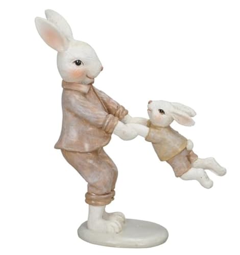 RiloStore XL Osterhase Mutter und Kind p719 Deko Hasen Osterdeko Ostern Dekohase Mama Hasenmama Hasenkind Dekoschale Osterschmuck Indoor 12x14cm von RiloStore