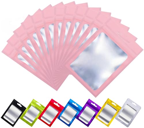 Rimiko 100 Stück Druckverschlussbeutel Plastiktüte Ziplock, Folienbeutel Tasche Mylar, Flachbeutel wiederverschließbare zur Aufbewahrung von Lebensmittel und für Verpacken Proben (Rosa 12x20cm) von Rimiko