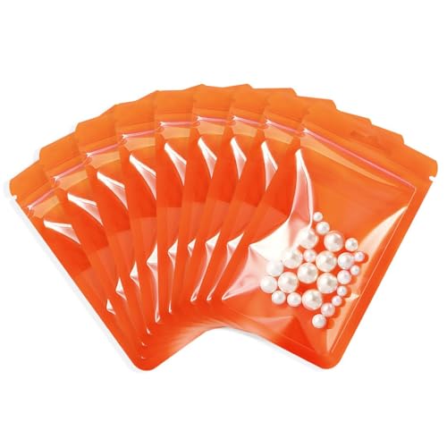 Rimiko 100 Stück Verdickte Druckverschlussbeutel Plastikbeutel, Wiederverschließbare Tasche Zip Folien Mylar zur Aufbewahrung von Lebensmittel und für Verpacken Proben, (Orange,9x16 cm) von Rimiko