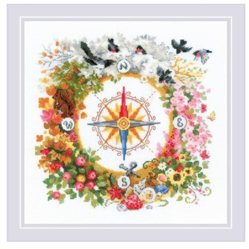 Riolis 1881 COUNTED CROSS STITCH COMPASS Kreuzstich Set, Mehrfarbig, 30x30cm von Riolis