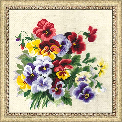 Riolis Pansy Stiefmütterchen-Medley, Acryl, Wolle, weiß, 20 x 20 cm von Riolis