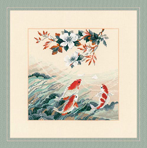 Riolis Dancing Fish Cross Stitch Kit, Baumwolle, Multi-Color, 40 X 40 X 0,1 Cm von Riolis