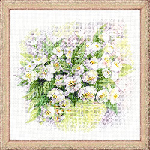 Riolis Kreuzstich-Set Aquarell Jasmin, Baumwolle, Mehrfarbig, 30 x 30 x 0.1 cm von Riolis