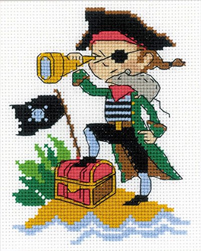 Riolis HB164 Kreuzstich-Set Brave Pirate, Baumwolle, Mehrfarbig, 13 x 16 x 0.1 cm von Riolis