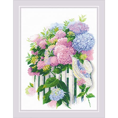 Riolis Kreuzstich Set Gartenhortensie, Zählmuster, 30x40cm von Riolis