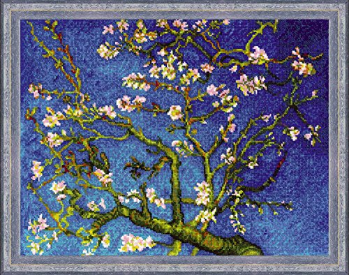 Riolis Mandelblüte nach V. Van Goghs Gemälde Kreuzstich-Set, Baumwolle, Mehrfarbig, 40 x 30 x 0.1 cm von Riolis