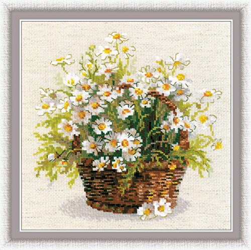 Riolis Stickbild-Set, Motiv russische Daisies, Kreuzstich, Grün, c1 von Riolis