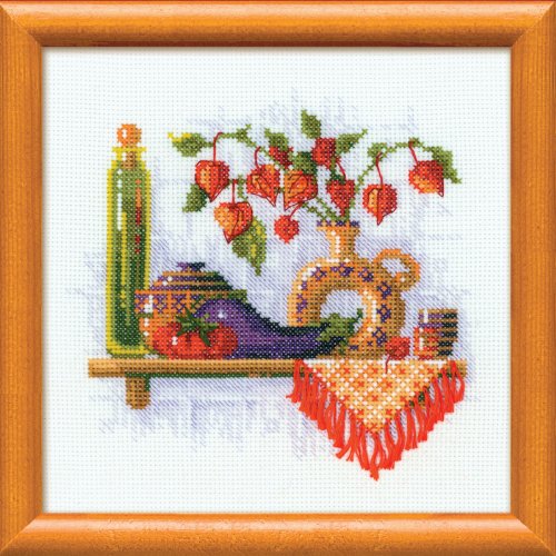 Riolis Tomate und Aubergine Kreuzstich-Set, Baumwolle, Mehrfarbig, 21 x 21 x 0.1 cm von Riolis