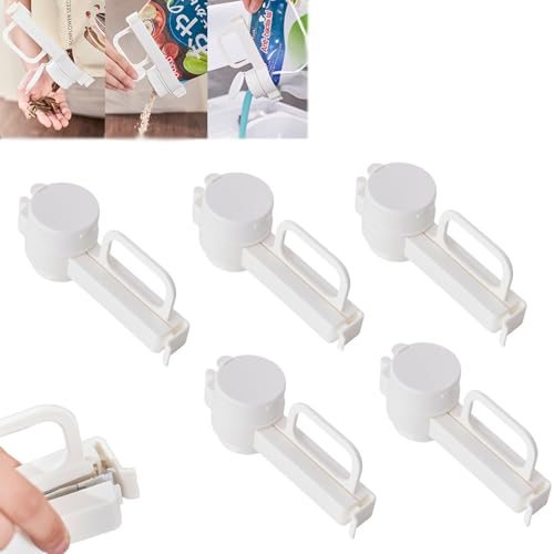 Food Bag Sealing Clip With Pour Spout, Food Bag Clips With Pour Spouts, Seal And Pour Bag Clip, Food Clips To Seal Pour Food Storage Bag Clip With Spout For Cereal, Snacks, And More (5PCS) von Ripkegn