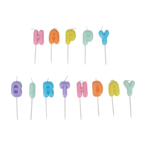 Rire et confettis, Set mit 13 Buchstaben-Kerzen, Happy Birthday, Höhe 7,5 cm, mehrfarbig, Pastellfarben von Rire et confettis