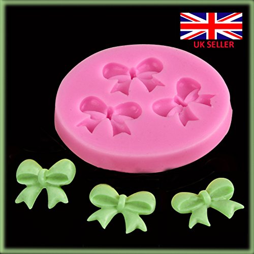 Risai 3 Schleifen Band Fondant Silikonform Zuckerhandwerk Fondant Formen Kuchen Bordüre Glasur Kuchen Cupcake-Topper Form (Rosa) von Risai