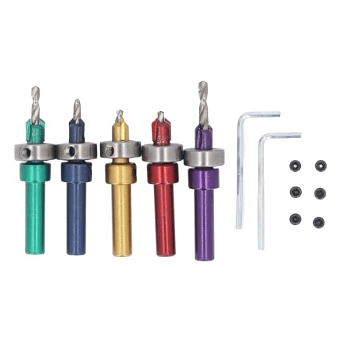 5 PCs Legierungsstahlstahl -Bohrmaschine Bit Set, Holzbearbeitungsbohrer mit Tiefenstopp, Multifunktionales Bohrer -Bit für Holzbearbeitungsschlägerei von Risegun