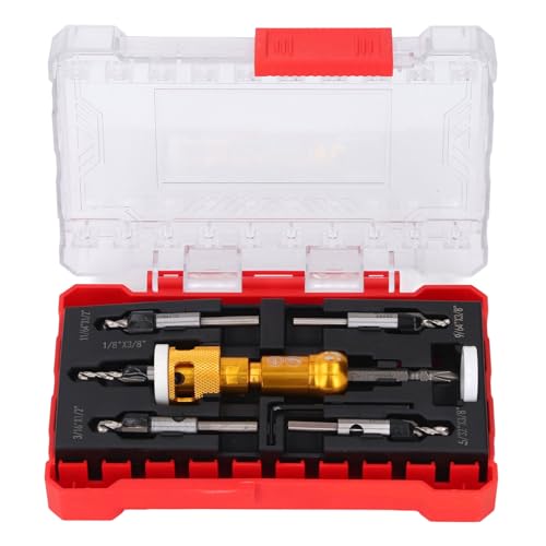 Countersink -Bohrbit -Set, 5 Teile Countersink -Bohrer mit Einstellbarer Tiefe, Schnellfreisetzung Hex Shank 82 Grad für Holzbearbeitung von Risegun