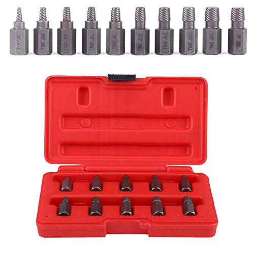 Risegun Schraubenausdreher Set, 10-teiliger 3.2-10.3mm Schraubenentferner, Damaged Screw Extractor Remover Set Schrauben Ausdrehwerkzeug für Beschädigte Schraube von Risegun