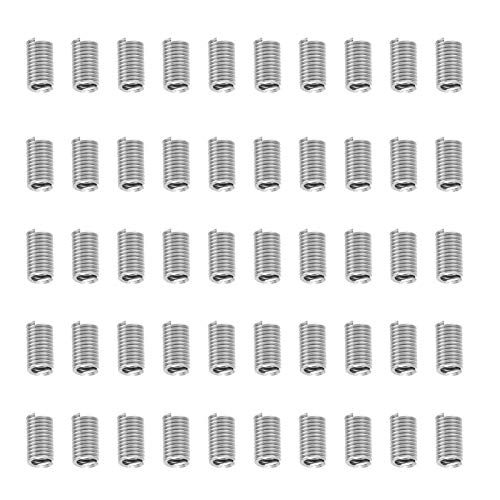 Risegun Schraubenbuchseneinsatz, 50 Stück, Drahtgewindeeinsatz-Set, 6,35 mm Schraubenbuchseneinsätze für Gewindelochreparatur, Gewindeschutzwerkzeug, US-Einheiten, 203D von Risegun