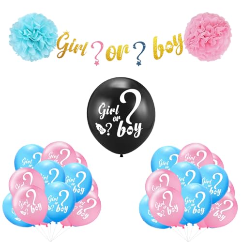 Rishafowg Jungen oder Mädchen Geschlecht Reveal Dekorationen, rosa und blaue Ballons Geschlecht Reveal Dekorationen Kit mit Geschlecht Reveal Banner für Geschlecht Reveal Party Supplies von Rishafowg