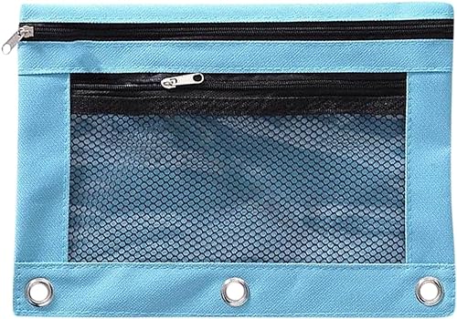 Federmäppchen aus Netzstoff, 3-Ringbuch-Tasche, Federmäppchen mit Reißverschluss, Netz-Federmäppchen, doppelschichtig, multifunktionale Stifttasche, Organizer, Aufbewahrungstasche, Binder-Zubehör von Risprsulen