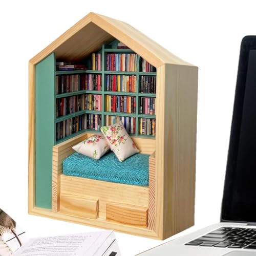 Rissunkv di y Book Nook Kit, Miniatur-Kit, kreatives Miniatur-Bibliotheksbücher- -Set, Buchecken-Set, magische Bibliothek mit 200 kleinen Büchern, -Ni-Miniatur-Set, Bücherregal- von Rissunkv