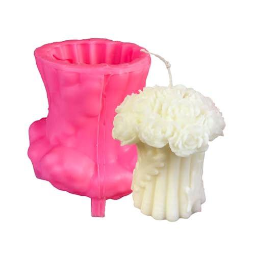 Ristyur 3D-Blumenform – Blumenstrauß, 3D-Formen für Kerzen, rosa Harzformen für Sojawachs, Bienenwachs, Seife, multifunktionale Blumenform für Gips, Epoxidharz von Ristyur