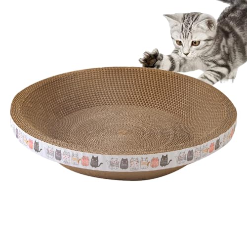 Ristyur Katzenkratzbrett, 2 In 1 Oval Rund Katzenkratzschale, Katzen Kratzpappe Für Innenbereich, Langlebiges Kätzchen Kratzbrett Spielzeug, Katzen Pappschachtel Katzenbett Zum Schleifen Von Krallen von Ristyur