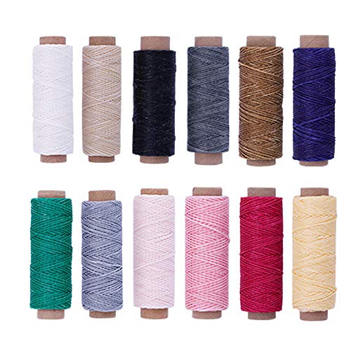 12 Stück Leder Wachsfaden Cord, 12 Farben Leder Wachsfaden, 12 Farben 392 Yards 150D Leder Wachsfaden Cord für Lederhandwerk, DIY Sewing Craft von Ritte