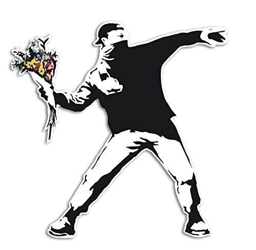 Banksy Aufkleber Streetart Graffiti Vinyl Sticker Art Kunst Deko Wetterfest UV-Beständig (Flower Thrower) von Ritterprintz