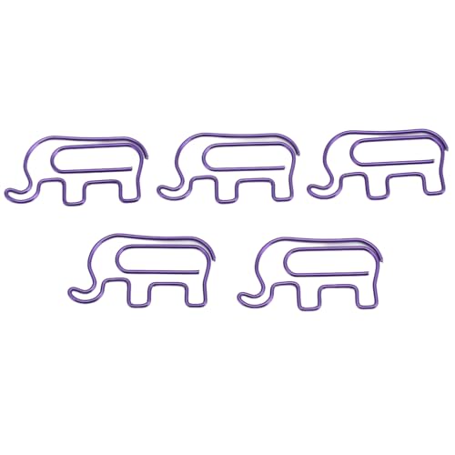 100-teiliges Büroklammer-Set mit Niedlichen Elefanten aus Edelstahl, Langlebige Büroklammern für Frauen, Lehrer, mit Aufbewahrungsbox (PURPLE) von Riuulity