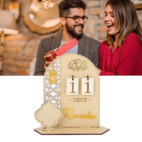 Riuulity Ramadan-Kalender, Ramadan-Adventskalender, Holz-Countdown-Kalender, Dekorationen für Zuhause, DIY Eid Mubaraks-Ornament, Ramadan- und Eid-Dekor (Typ B) von Riuulity