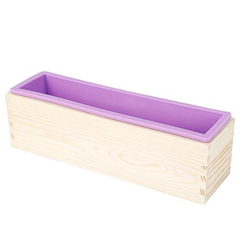 Silikon-Seifenform, 900 Ml, Rechteckige Silikon-Seifenform mit Holzkiste, DIY-Werkzeug Zum Backen von Schokoladen-Eiscreme-Kuchen (PURPLE) von Riuulity