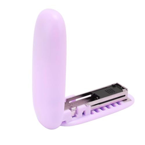 Tragbarer, Faltbarer Hefter, Mini-Hefter mit Heftklammern, Büro-Schreibtischhefter für Schüler, Robustes ABS-Material, Lila (PURPLE) von Riuulity