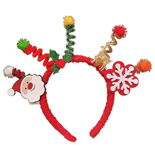 Rivweten Weihnachtsbaum-Kopfbedeckung, gedrehter Haarreif, Schmuck, niedliches Elch-Stirnband, Geweih, Weihnachts-Haarspinne, Hirsch, Plüschhaar (Weißer Hirsch) von Rivweten