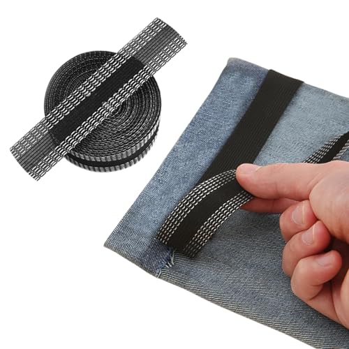 1 Rolle 10M Hosenband Selbstklebend, Saumband zum Aufbügeln Waschfest Einfaches Bügelband Praktisches Saumband zum Nähen und Kürzen ohne Nähmaschine Waschfest und Einfach Anwendbar (COLOR:Schwarz) von Rixotix