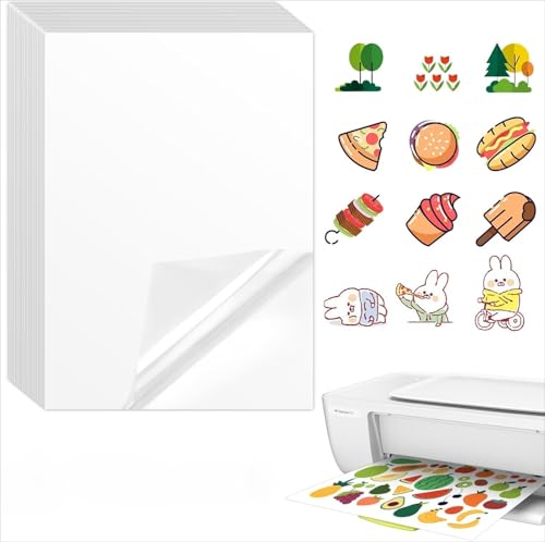 10 Stück Bedruckbare Klebefolie Transparent,Stickerpapier zum Selbst Drucken A4 Bedruckbares Bedrucken Selbstklebefolie Folienetiketten Vinyl Sticker Paper für Tintenstrahldrucker von Rixotix