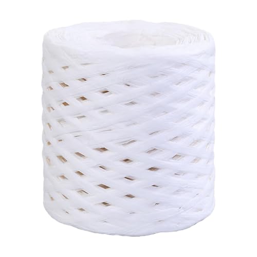 200m Matt Weiß Raffiabast Papierband, Natur Papier Bastband, Bast Raffia Weiß Papier Packschnur für Geschenkverpackung, Weben, Blumensträuße, Hängeetiketten, Dekoration und Gärtnern(COLOR:Weiß) von Rixotix