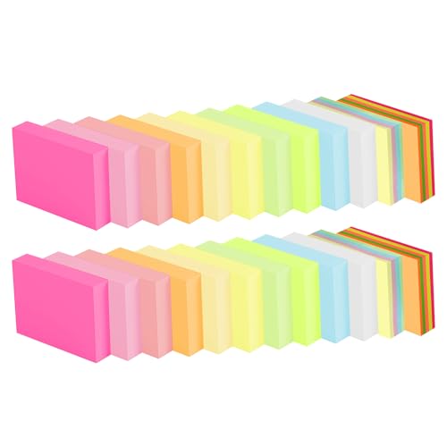 24 Blöcke Farbige Haftnotizen 51 x 38 mm, Selbstklebende Klebezettel, Helle Haftnotizzettel Bunte Rechteckig Sticky Notes für Büro Zuhause Schule Sitzung, 100 Blätter/Block von Rixotix