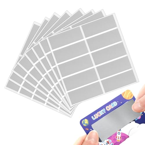 30 Blatt 300 Stück Rubbelaufkleber Rubbel Etiketten Silber Rubbellose Scratch Sticker Rubbellos Aufkleber Label Rubbellose Selber Machen Rubbelkarten für Hochzeit Weihnachten Geburtstage, 65x25mm von Rixotix