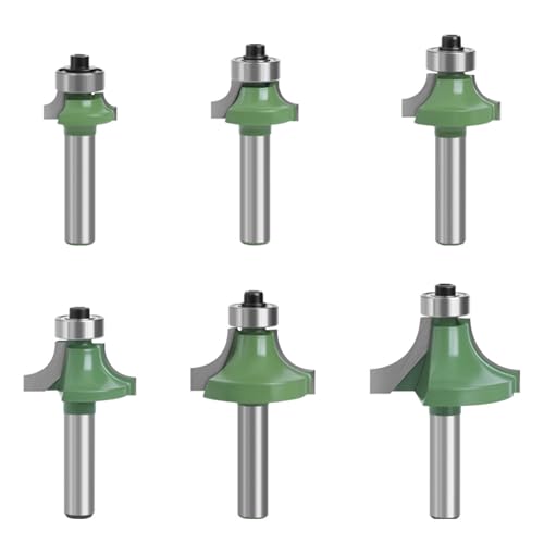 6 Stück Abrundfräser 8mm Schaft, Hartmetall Radiusfräser mit Kugellager Rundfräser, Runde Über Fräser Bits Oberfräsen Bits, Fräskopf für Oberfräse 8mm für Zimmerei Fasen Holzbearbeitung Trimmen von Rixotix