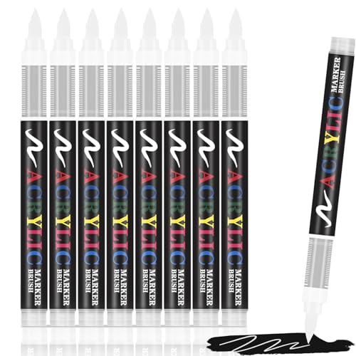 RiyaNed Permanent Marker Weiß,8 Stift 1.0-6.0mm acrylstifte Geeignet für Stein, Holz, Glas, Keramik, Leinwand, Reifen und Textilien. von RiyaNed